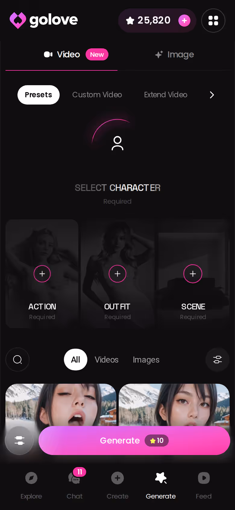 The full GoLove generator on mobile